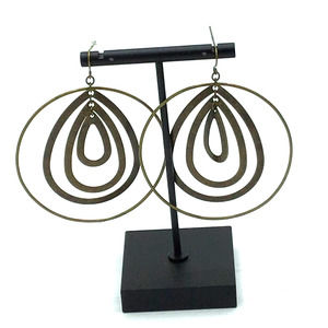 Cache' Bronze Single / Tear Drop Hoops Earrings